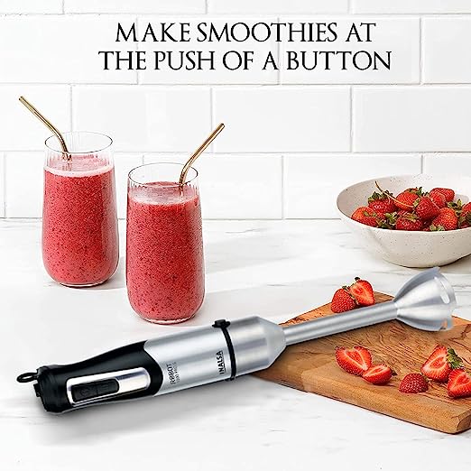 INALSA Hand Blender Robot 1000 Pro S-1000 Watts| Super Silent DC Motor| Variable Speed Control| Detachable Stem for Cleaning & Storage|(Black/Silver) INALSA Hand Blender Robot 1000 Pro S-1000 Watts| Super Silent DC Motor| Variable Speed Control| Detachable Stem for Cleaning & Storage|(Black/Silver)